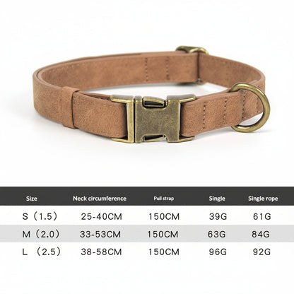 Vintage Suede Collar & Leash Set