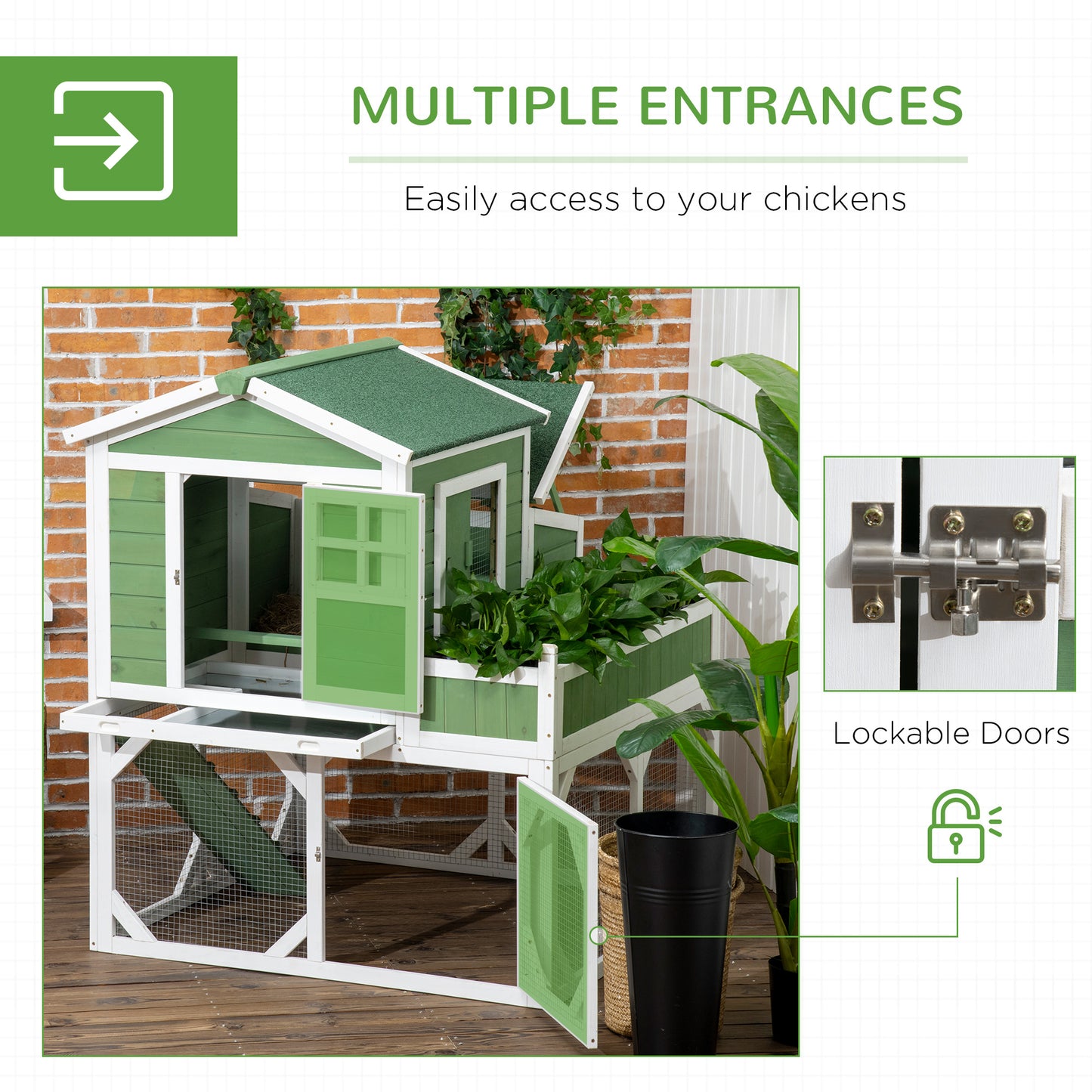 49" Chicken Coop Hen House with Garden Space