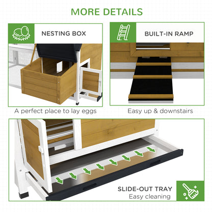 Wooden Chicken Coop with Run, Nesting Box & Ramp – Outdoor Weatherproof Hen House with Tray