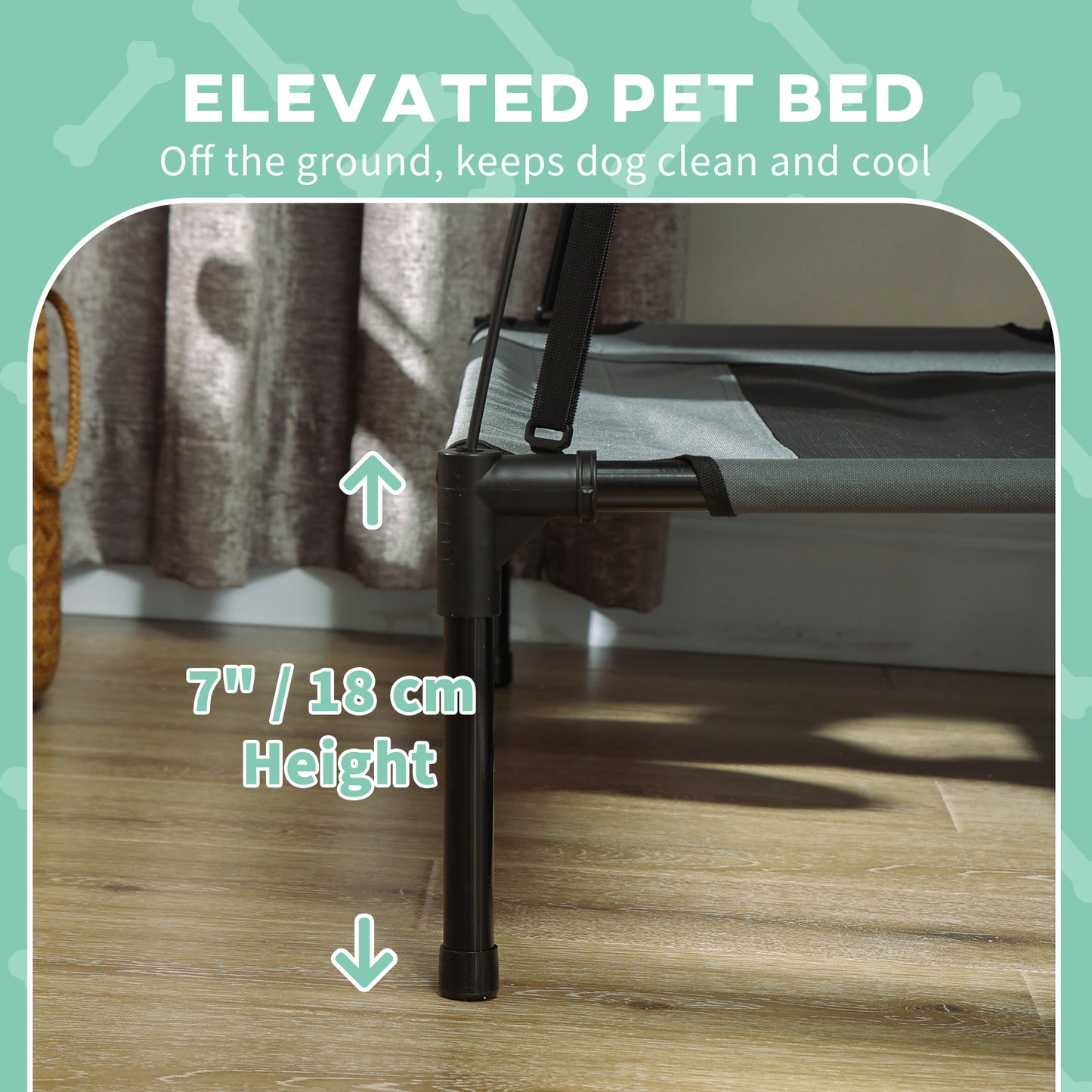 24" Elevated Dog Bed With Removable Canopy, UV Protection Canopy Shade