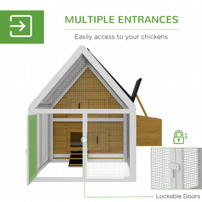 Wooden Chicken Coop with Run, Nesting Box & Ramp – Outdoor Weatherproof Hen House with Tray