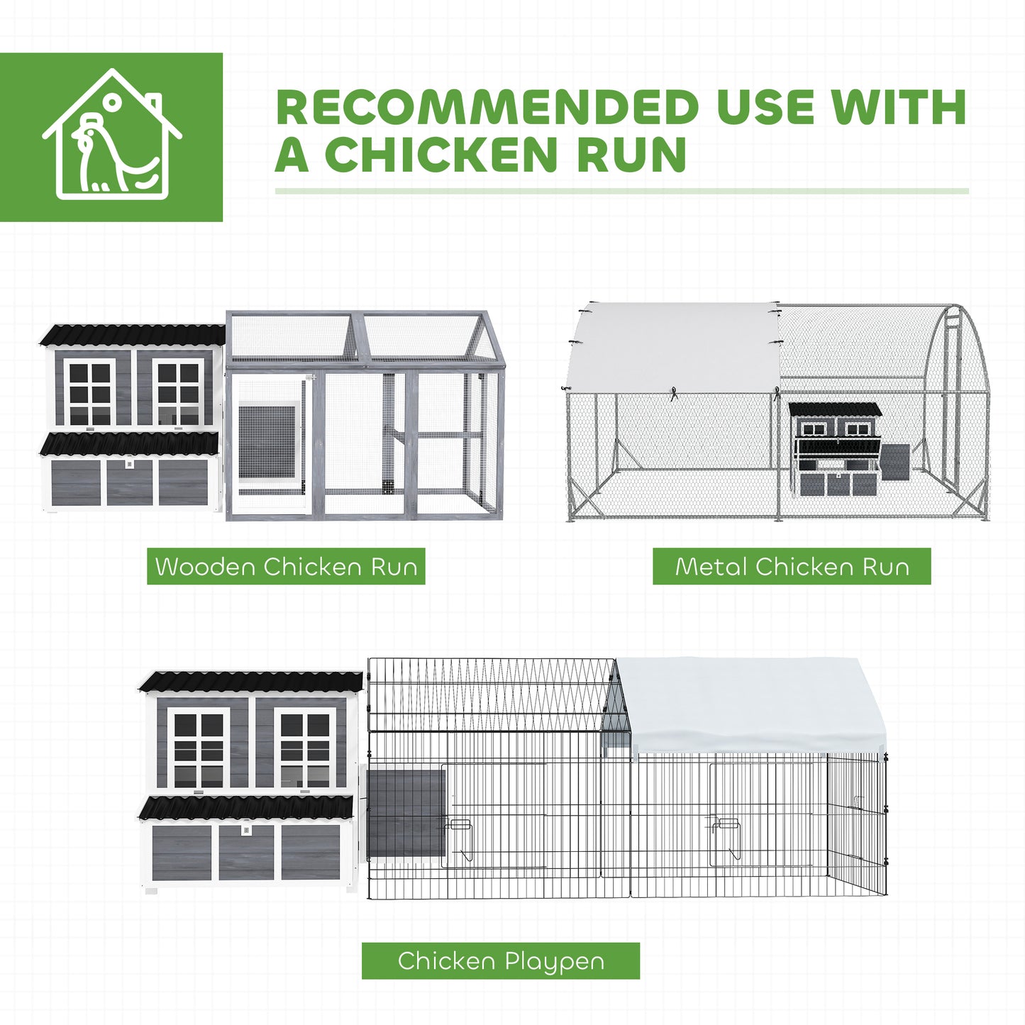 Roost & Run Coop With Nesting Box, Pull-Out Tray, Waterproof Roof