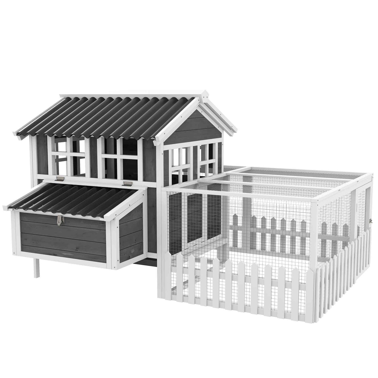 Premium Wooden Poultry Coop with Nesting Box & Run