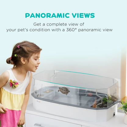 Turtle Habitat Tank Kit – Multi-Zone Aquarium with Basking Platform & Filtration System