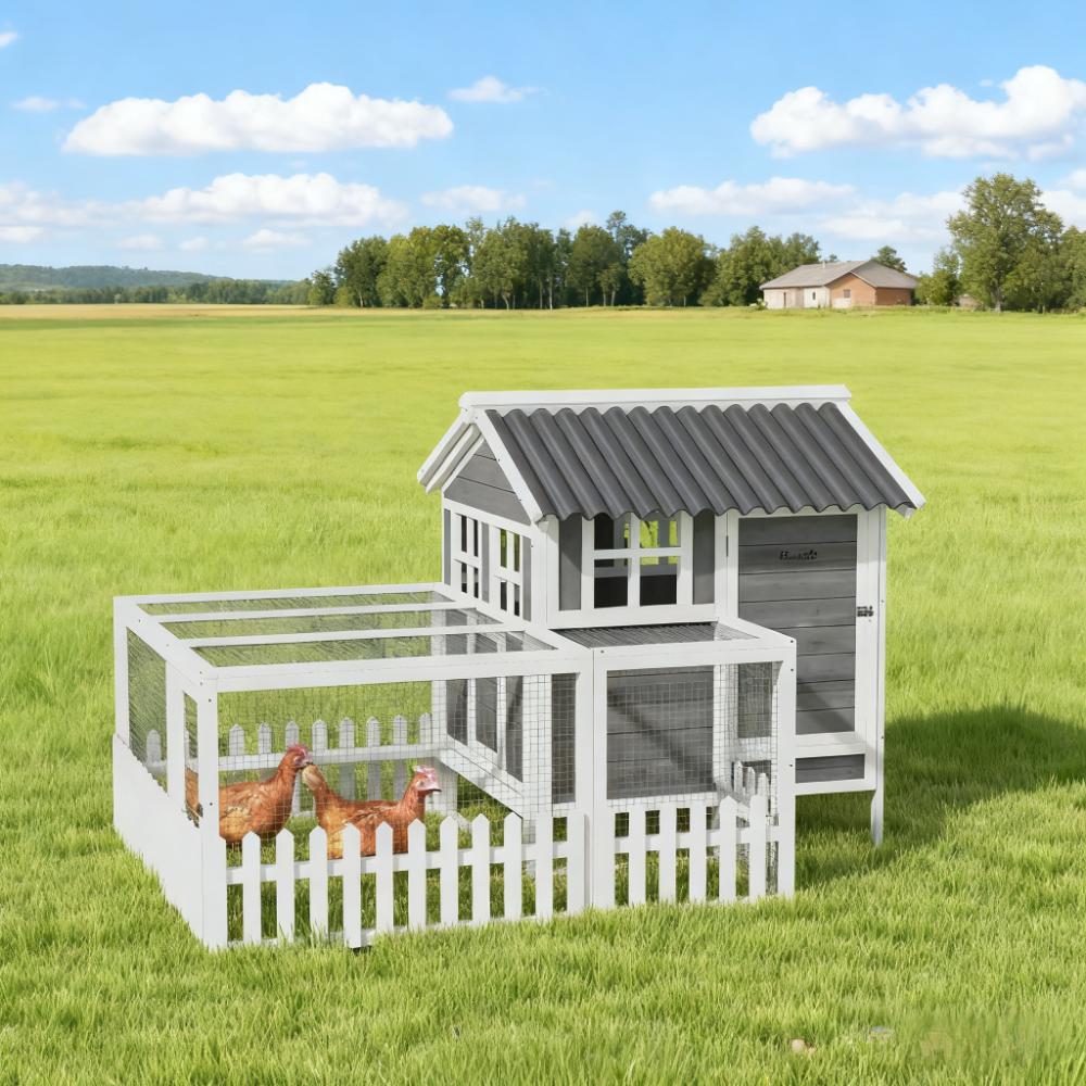 Premium Wooden Poultry Coop with Nesting Box & Run