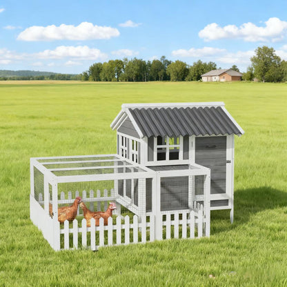 Premium Wooden Poultry Coop with Nesting Box & Run