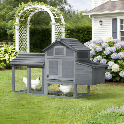 Compact Wooden Chicken Coop with Nesting Box & Run