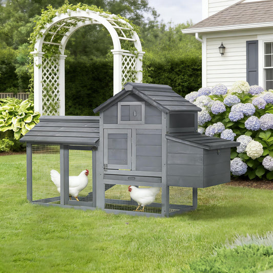 Compact Wooden Chicken Coop with Nesting Box & Run