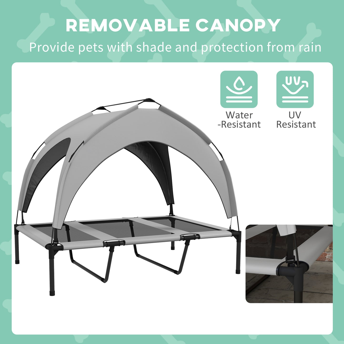42" Elevated Dog Bed With Removable Canopy, UV Protection Canopy Shade