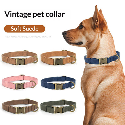 Vintage Suede Collar & Leash Set